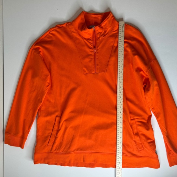 T by Talbots Pullover Women's XL Orange 1/4 Zip Long Sleeve Cotton Blend Comfort - Picture 7 of 9